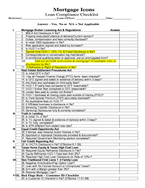 Mortgage Loan Compliance Checklist