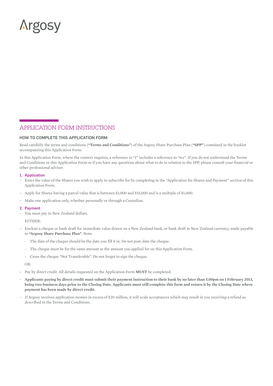 Argosy Share Purchase Plan Application Form