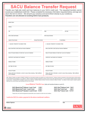 SACU Balance Transfer Request