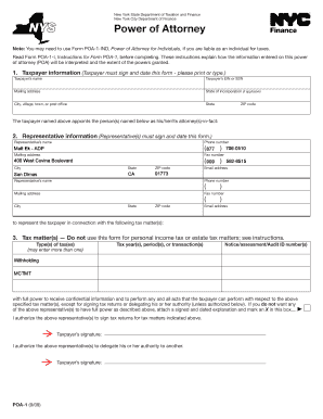 New York Power of Attorney for Tax Matters