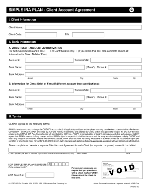 SIMPLE IRA Plan Client Account Agreement