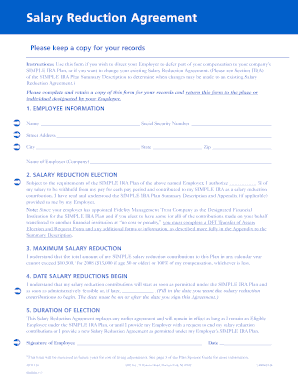 Salary Reduction Agreement for SIMPLE IRA