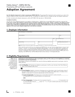 Fidelity Advisor SIMPLE IRA Plan Adoption Agreement