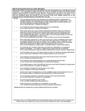 Self-Audit Questionnaire for Cash Managers