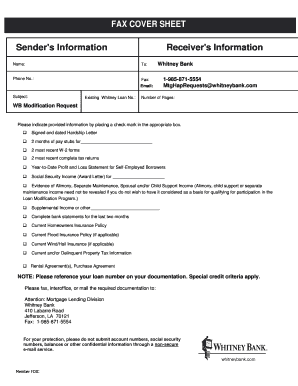 Whitney Bank Loan Modification Request Form