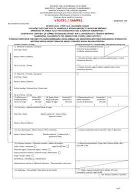 Veterinary Certificate for Domestic Bovine Animals