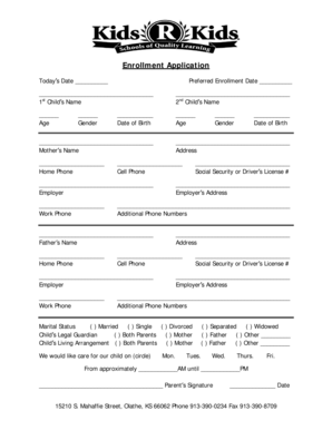 Enrollment Application Form