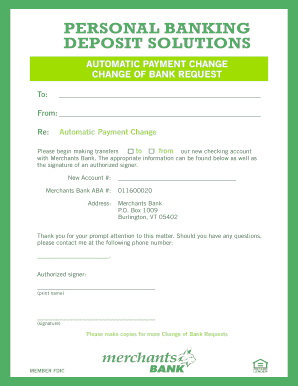 Automatic Payment Change Request