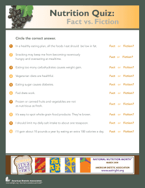 Nutrition Quiz Fact vs. Fiction