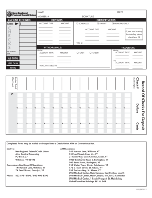 Credit Union Transaction Form
