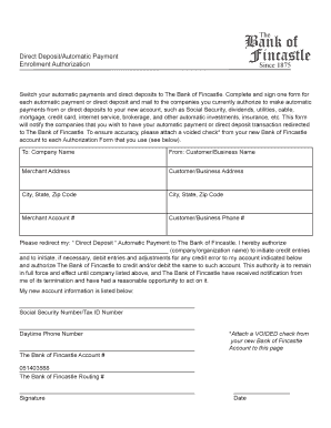 Direct Deposit/Automatic Payment Authorization