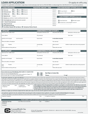 Commonwealth One Federal Credit Union Loan Application