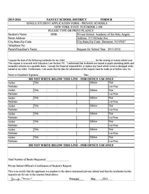 New York State Textbook Loan Application Form