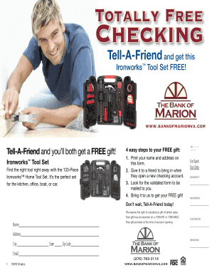 Bank of Marion Checking Account Tell-A-Friend Form
