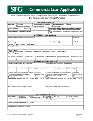 Business Purpose Commercial Loan Application
