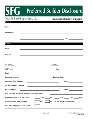 Builder Disclosure Form