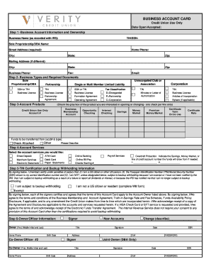Business Account Card Application