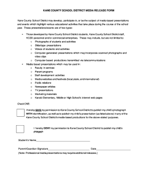 Kane County School District Media Release Form