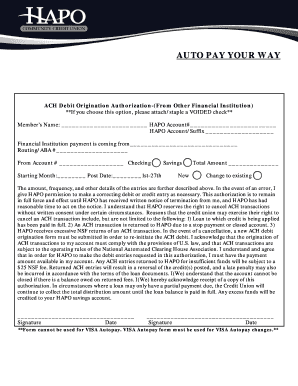 ACH Debit Origination Authorization