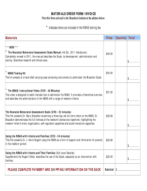Materials Order Form/Invoice