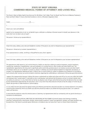 West Virginia Medical Power of Attorney and Living Will