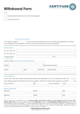 Withdrawal Form for Threadneedle Global Equity Income Fund