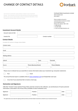 Change of Contact Details Form