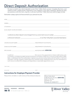 Direct Deposit Authorization Form