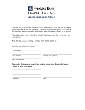 Bank Account Closure Notification Form