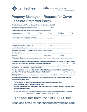Landlord Preferred Policy Request Form