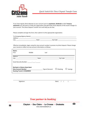 Direct Deposit Transfer Form