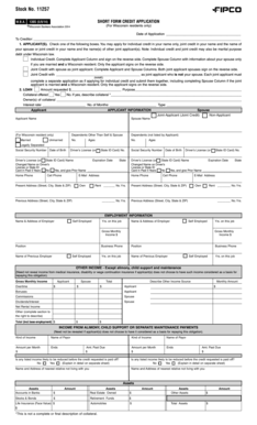 Wisconsin Short Form Credit Application