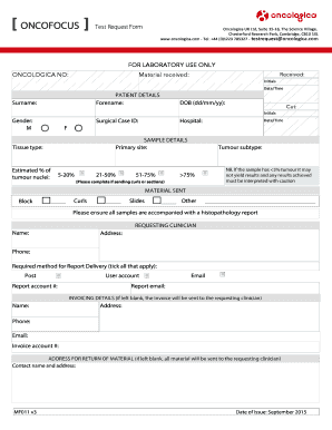 Oncologica Test Request Form