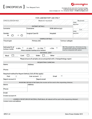 Oncologica Test Request Form