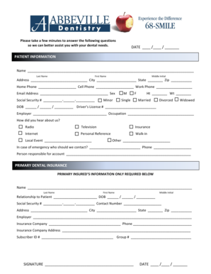 Dental Patient Information Form