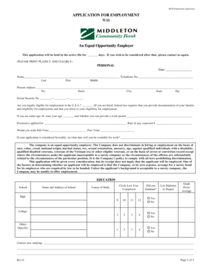 MCB Employment Application Form