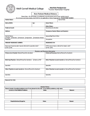 New Patient Medical History Form