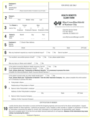 Health Benefits Claim Form