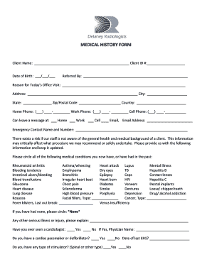 Medical History Form