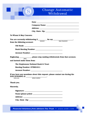 Automatic Withdrawal Change Request