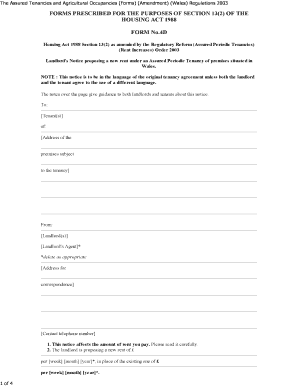 Landlord's Notice Proposing New Rent