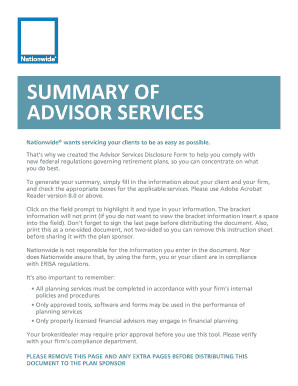 Advisor Services Disclosure Form