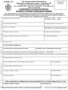 Massachusetts Form 105 Agreement to Extend Payment Period