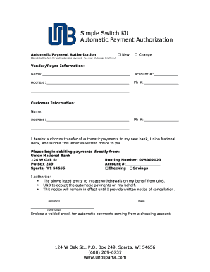 Automatic Payment Authorization Form