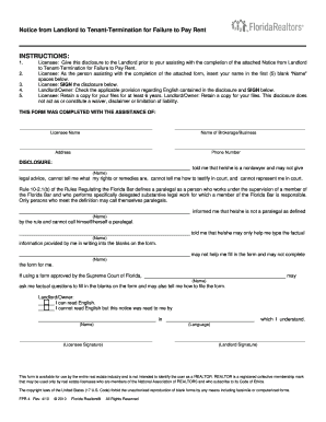 Florida Landlord Tenant Termination for Failure to Pay Rent