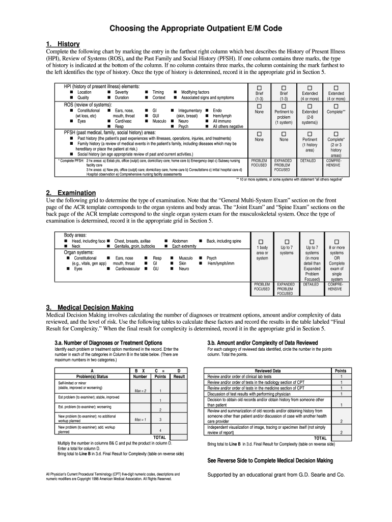 Fillable Online Choosing the Appropriate Outpatient E/M Code Fax Email ...