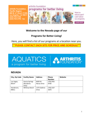 Welcome to the Nevada page of our Programs for Better Living - arthritis