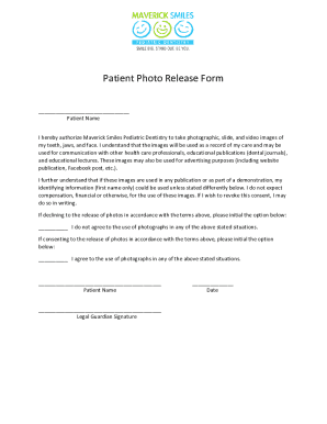 patient photo release form