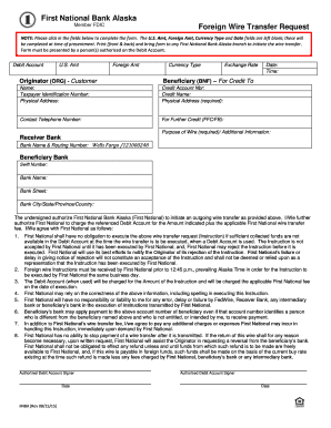 First National Bank Alaska Foreign Wire Transfer Request