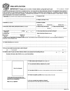 Russian Visa Application Form